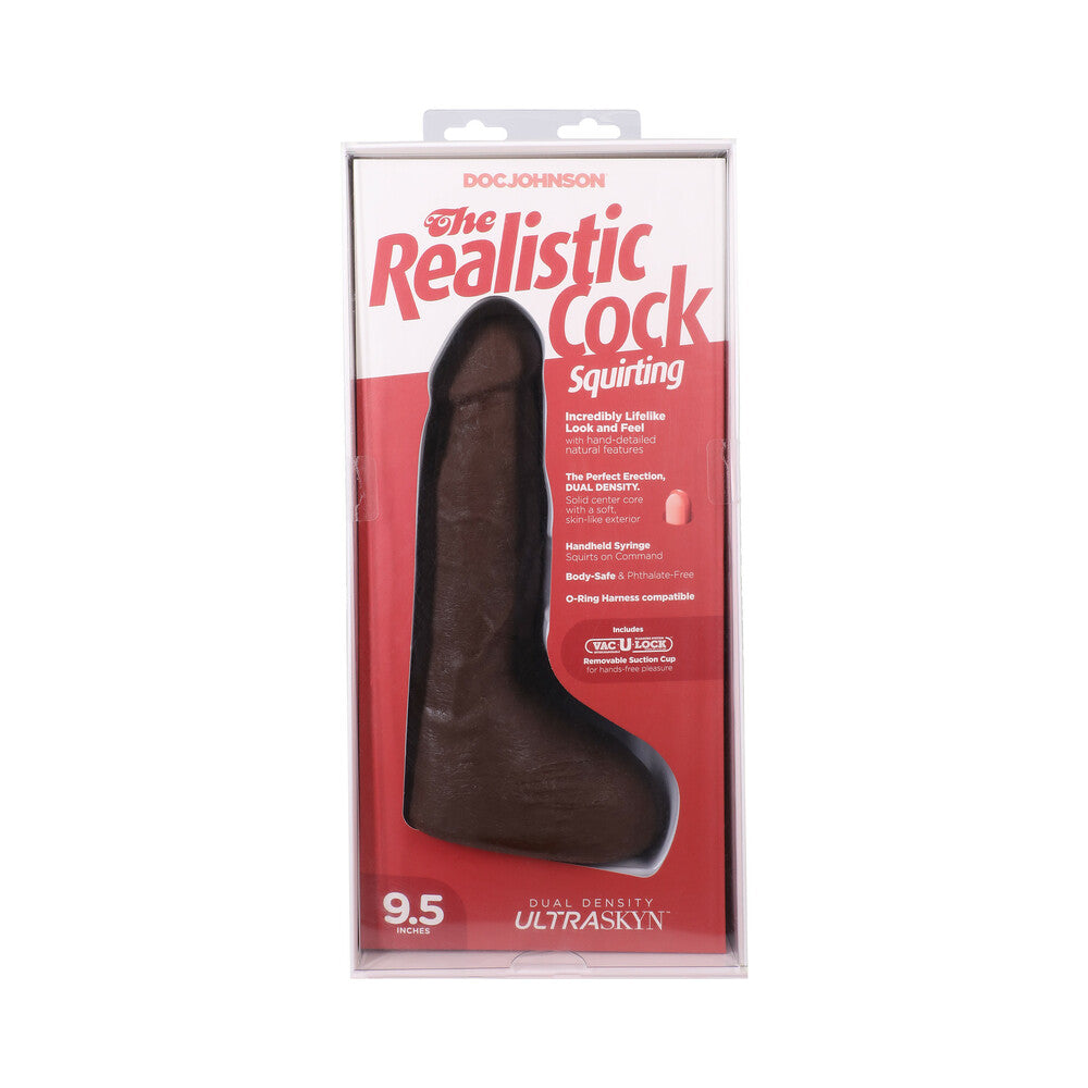 The Realistic Cock Squirting 9.5 in. ULTRASKYN Vac-U-Lock Dildo Chocolate