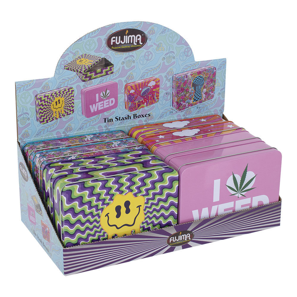 Fujima Tin Stash Box - 6.5"x4.5" / Assorted Designs 8pcs