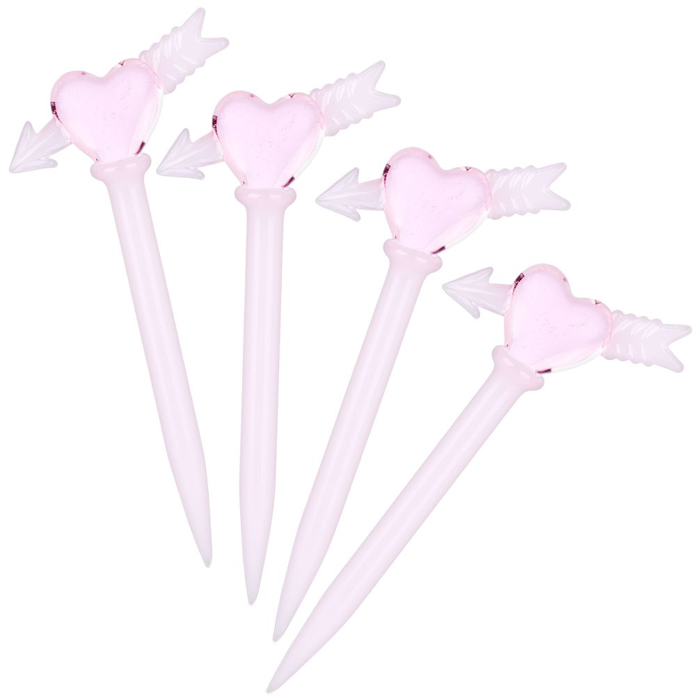 4CT BUNDLE - Cupid Heart Glass Dab Tool - 5"