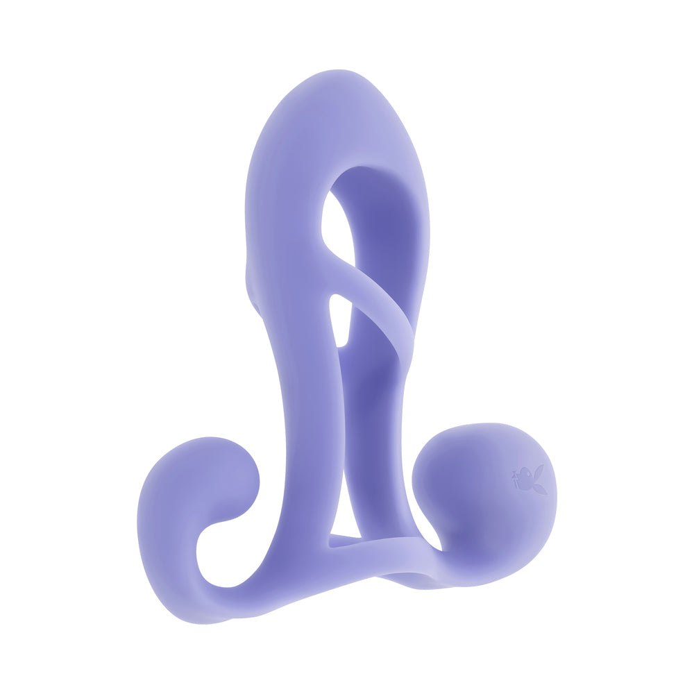 Playboy Fantasy Cage Rechargeable Vibrating Cock Cage Silicone Purple