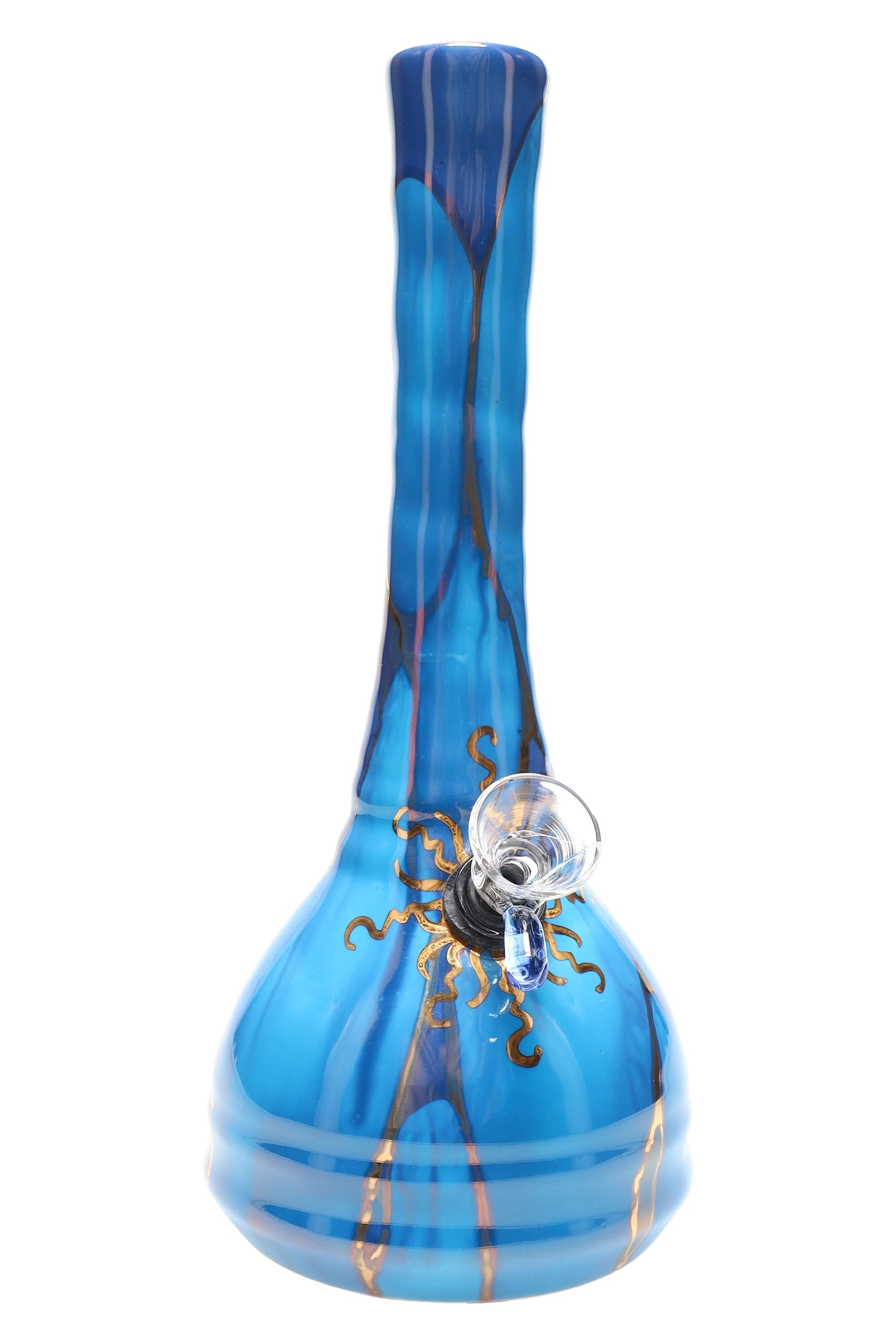Ancient Creations 9″ Gold Sunburst Ceramic Beaker Bong