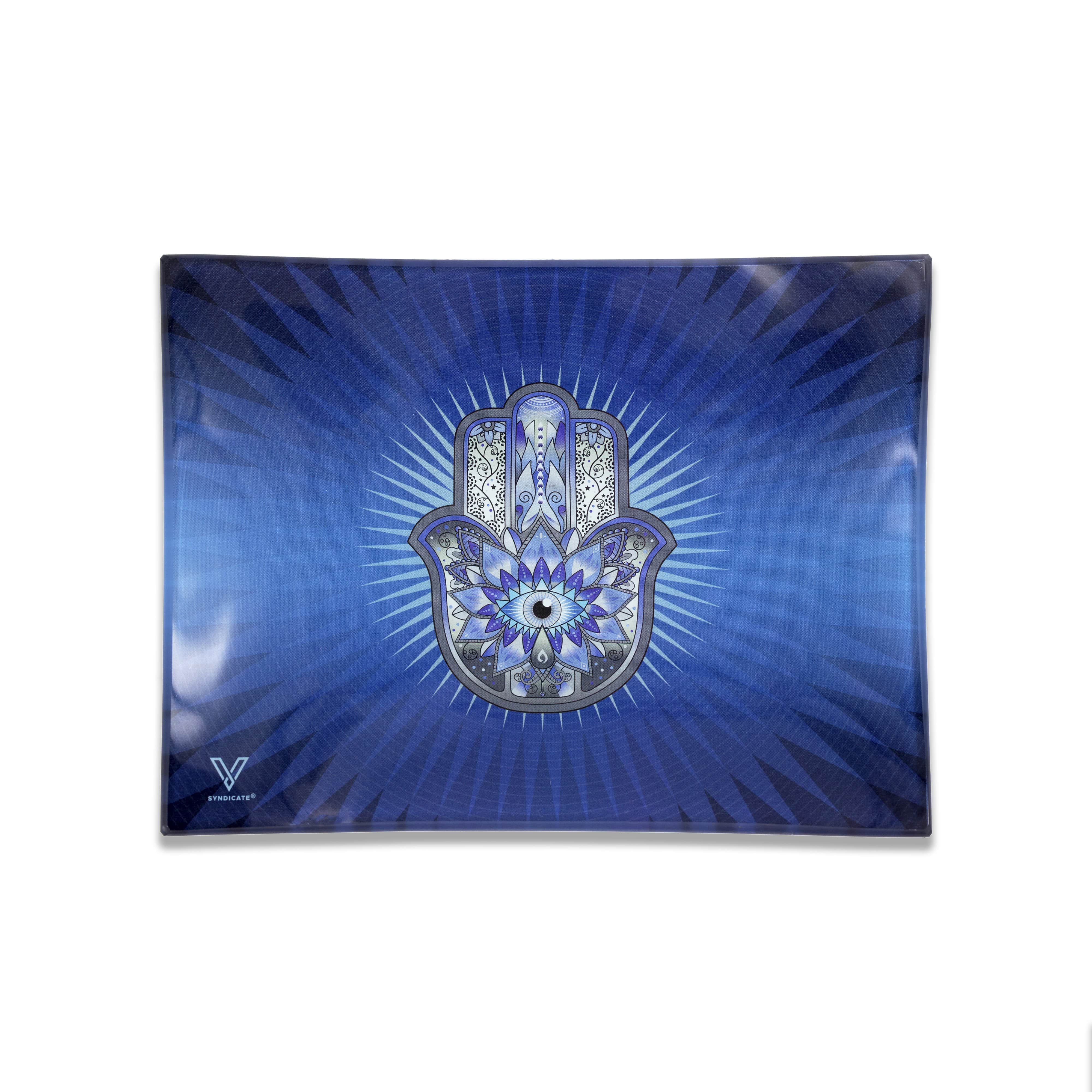 Hamsa Blue Glass Rollin' Tray