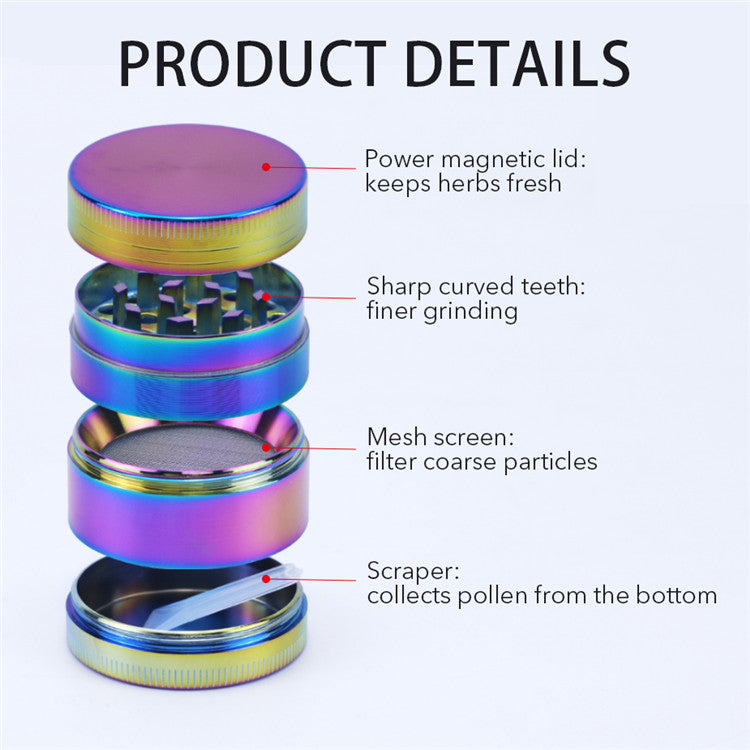 Zinc Alloy Iridescent 4 Piece Metal Grinder