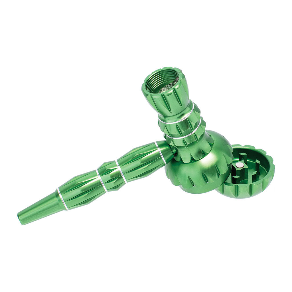 ALUMINUM RIBBED SMOKING PIPE WITH GRINDER