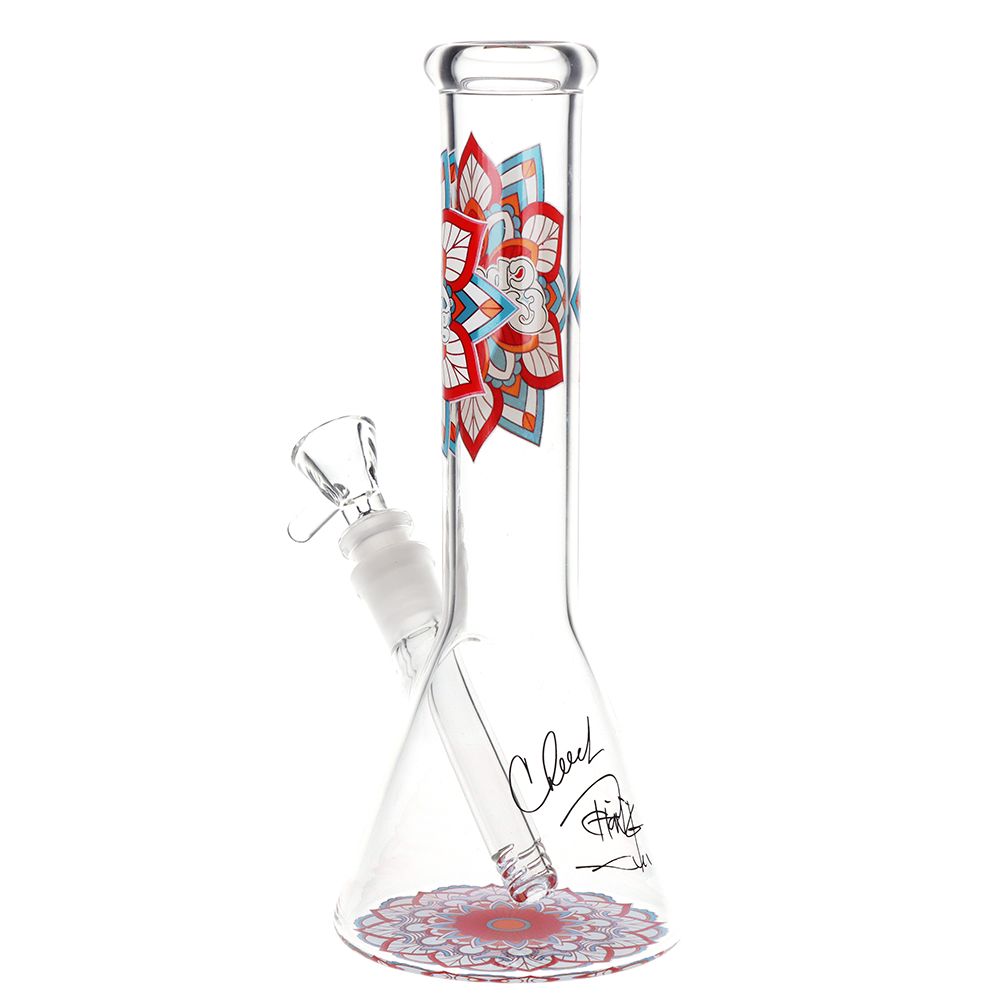 Cheech & Chong Glass Mandala Glow Glass Beaker Water Pipe - 10"