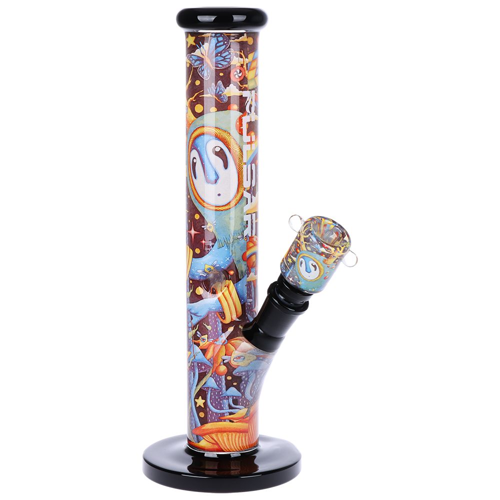 Pulsar Inside Print Straight Tube Glass Water Pipe | 11.25"